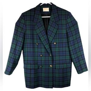 VTG Pendleton Women Size 12 Virgin Wool 4 Button Blazer Jacket Tartan Plaid